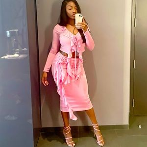 Light pink two piece skirt set